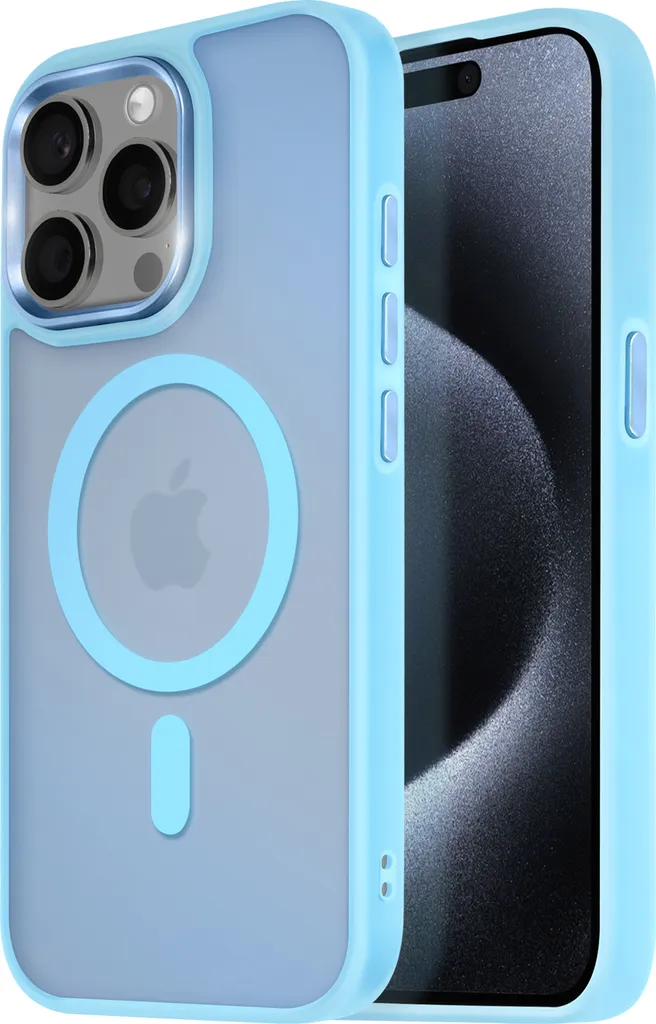 Custodia iPhone 15 Pro Max MagSafe Avizar Frost Azzurro - Trend 2024