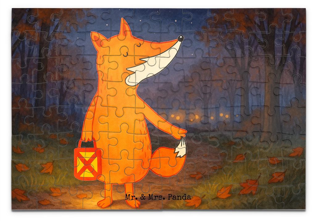 Mr. & Mrs. Panda Puzzle Fuchs Laterne Design 96 Teile - Weiß - Geschenk, 2000, 1000, Aufmuntern, Sankt Martin, Geduldspiel, Selbstbewusst, Puzzles...