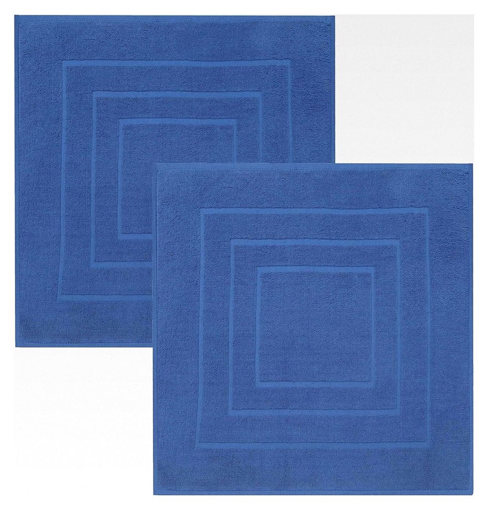 2 Stück Badvorleger Palermo 100% Baumwolle Badematte Badteppich Duschvorlage Größe 60x60 cm 680g/m² Farbe blau