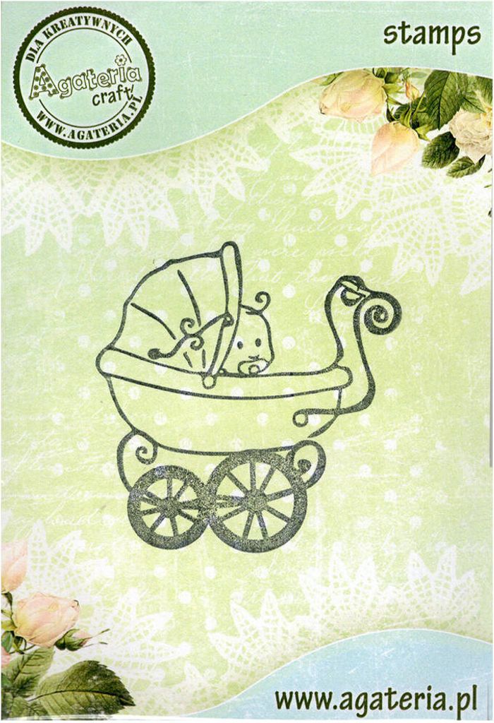 AGATERIA - Transparent Stempel Motivstempel Clear Stamp - Baby pram, Kinderwagen