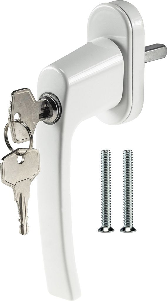 Fenstergriff Türgriff abschliessbar Fenstersicherung mit Schloss Sicherung Kindersicherung für Fenster Tür Balkontür mit 2 Schüssel Weiß