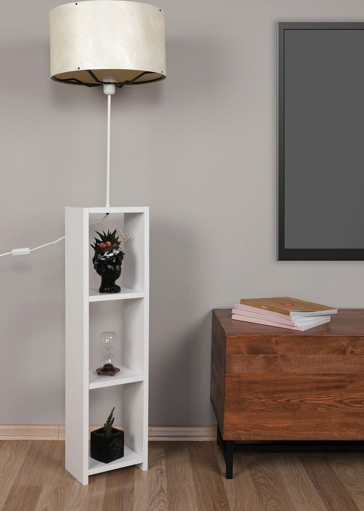 Opviq, AYD-1799, Stehlampen, Weiß, Holz, 15 x 90 x 140 cm
