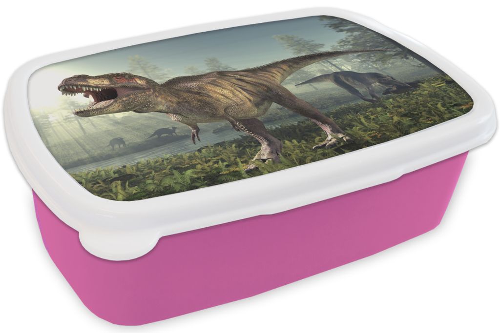 KitchenYeah Lunchbox Brotzeit Brotdose 17x11 cm Dino - Gras - Zeichnung - Kinder - Jungen Kinder Brotzeitdose - Lunchpaket - Brotkasten - Sandwi...