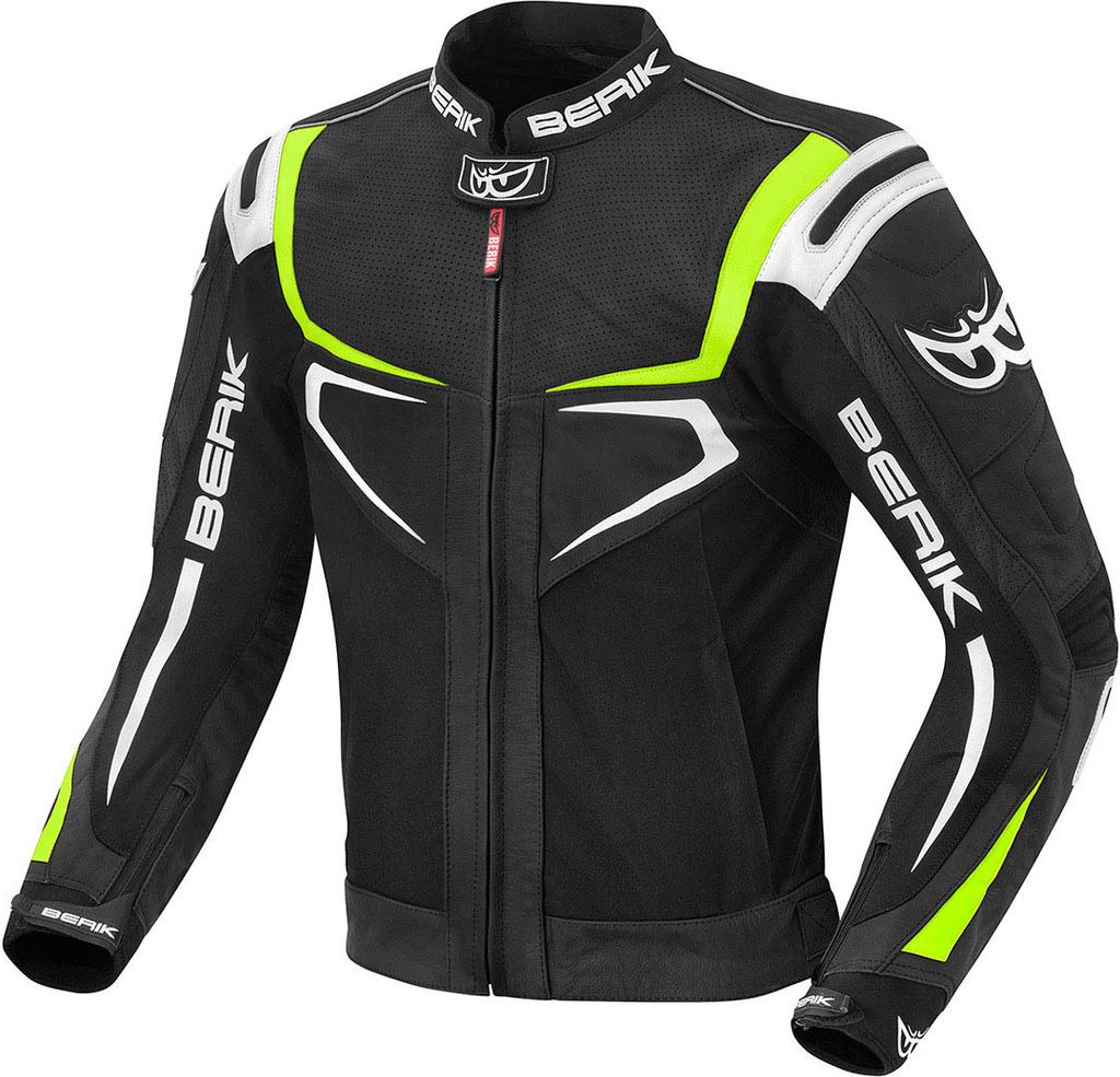 Berik Radic Motorrad Leder- / Textiljacke, schwarz/gelb, 54