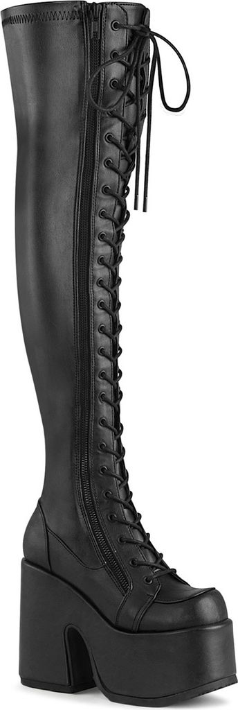 Demonia | Overknee Stiefel - Camel-300 - Schwarz - EU 38 - Produktbild