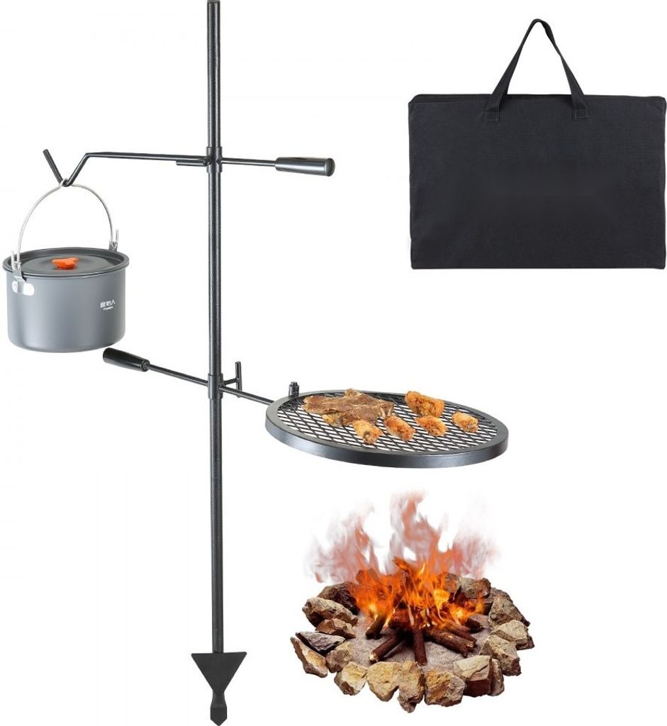 Otočný rožeň z oceli - 360 x 360 mm, dvouvrstvý gril na Obrázek produktu 