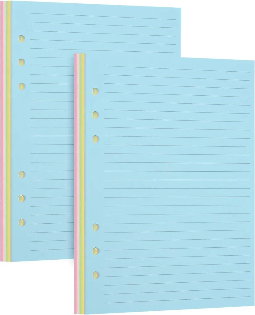 Papier A5 agrafé 100 pages multicolores - Recharge haute qualité carnet