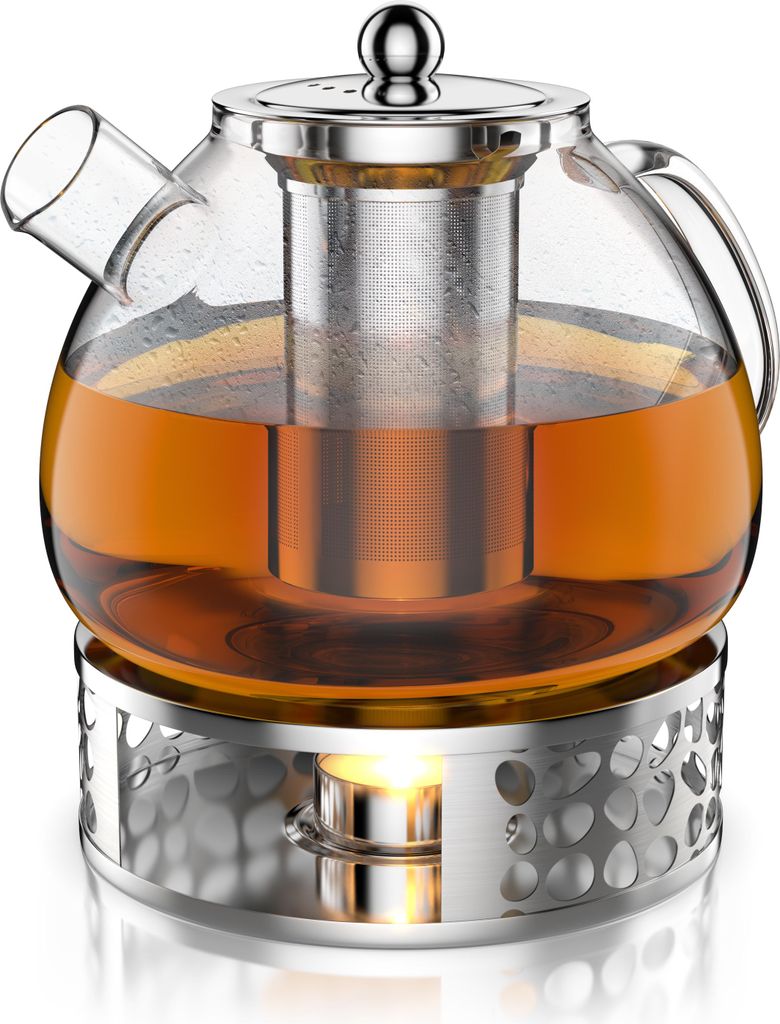 Théière Arendo avec réchaud, théière en verre pour thé en Image du produit 