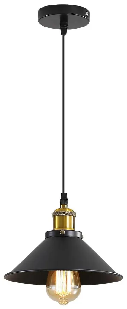 Suspension de plafond noire douille E27 en métal rétro style industriel