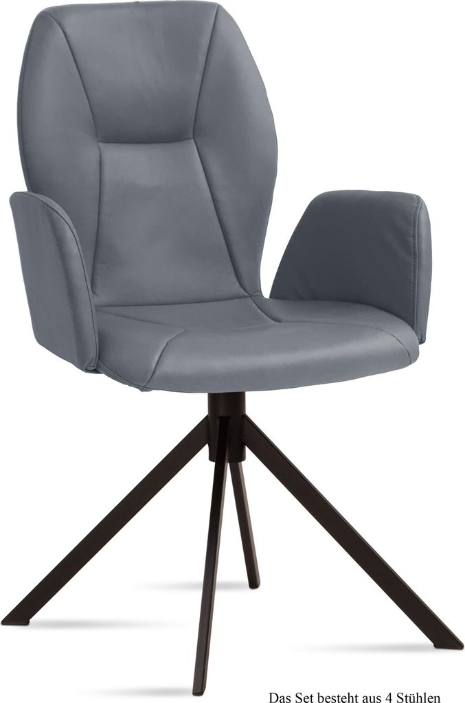Armlehnstuhl (4er-Set) Davita 58x92x60 Schwarz/Grau