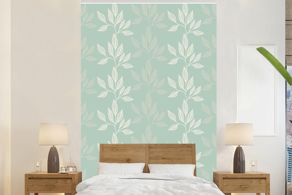 MuchoWow Fototapete für Wohnzimmer oder Schlafzimmer Wandtapete Vinyl Motivtapete Pflanzen - Grün - Muster - 170x260 cm - Wohnzimmertapete