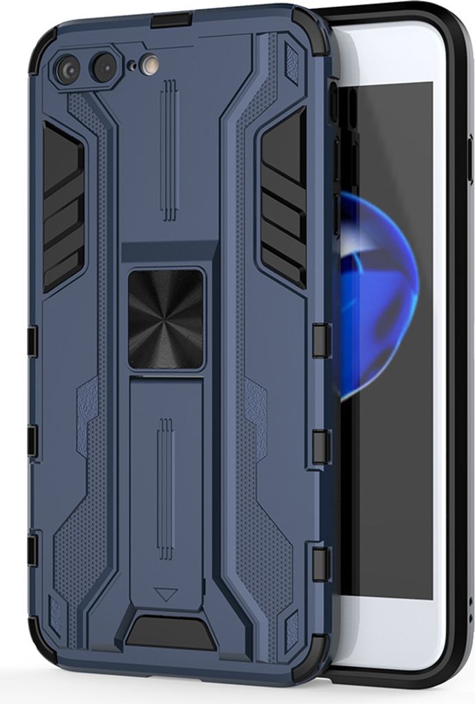 iPhone 8 Plus Hülle, Dual Layer PC TPU Bumper Stoßfest Ständer Schutzhülle für iPhone 7 Plus / 8 Plus Blau