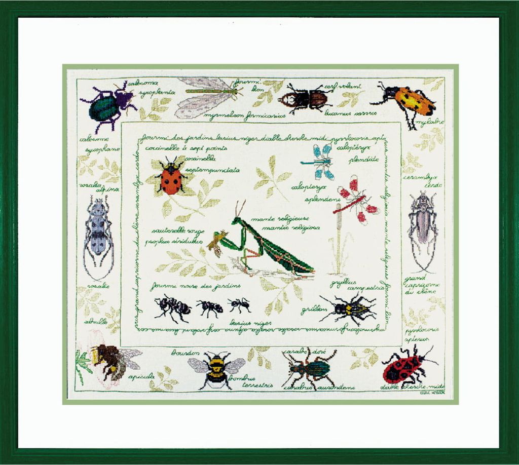 Le Bonheur des Dames Kreuzstich Set "Insekten", Zählmuster, 54x46cm