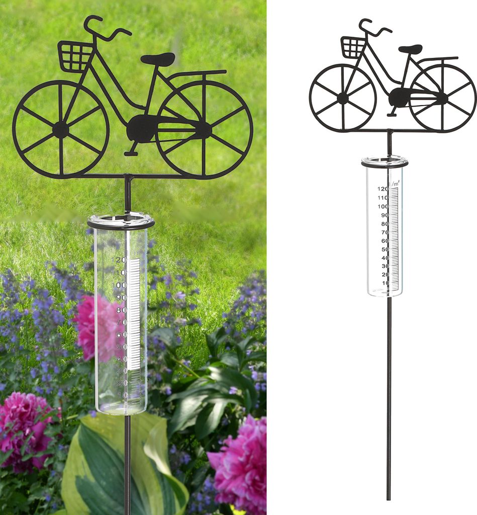 Gartenstecker Regenmesser Fahrrad Metallstecker 18x90x5,5cm Produktbild 