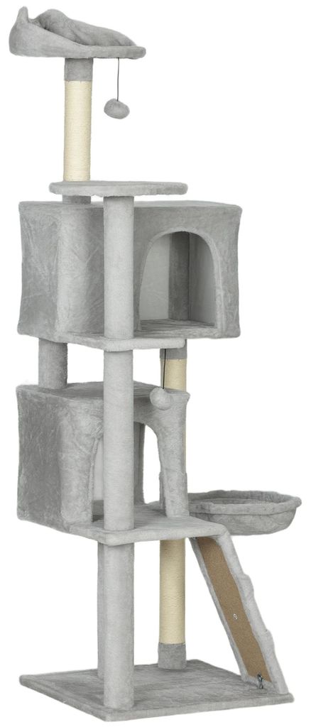 PawHut Kraboom, 160 cm hoog, kattenboom met holtes, mand, Productafbeelding 