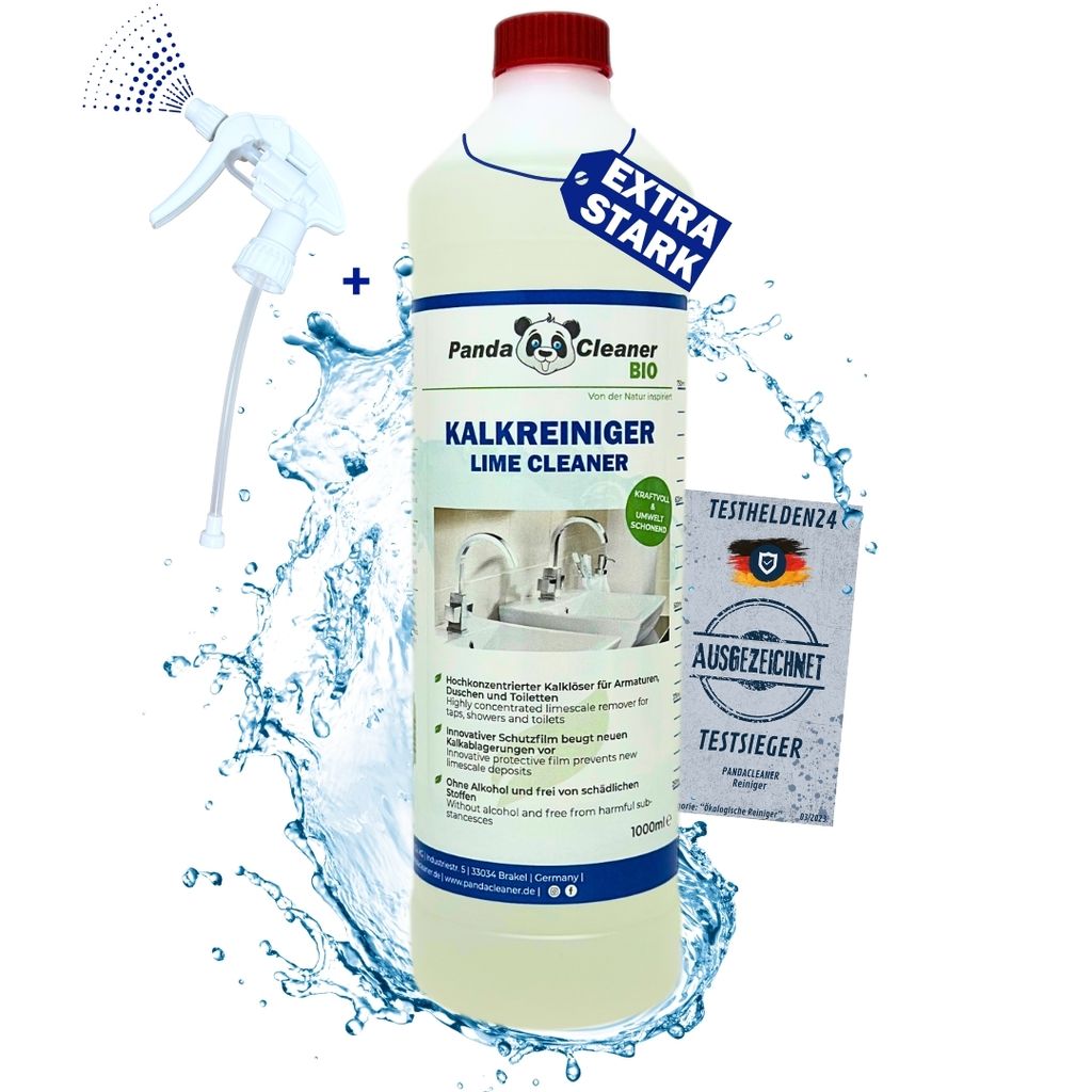 PandaCleaner Kalkreiniger Bad - 1000ml Kalkreiniger Spray - WC Reiniger extra stark - Kalk und Schmutz Reiniger
