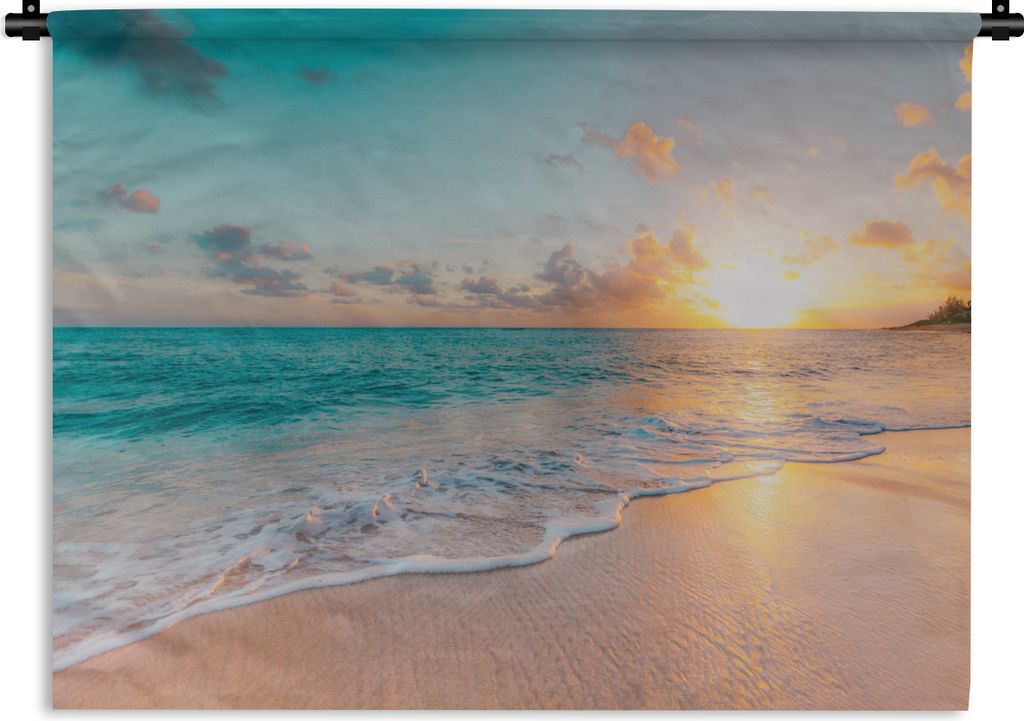 MuchoWow Wandteppich Wandbehang Sonnenuntergang - Strand - Meer - Sommer - Blau 150x112.50 cm Tapisserie Dekoration Wandtuch - Wanddecke - Wandte...