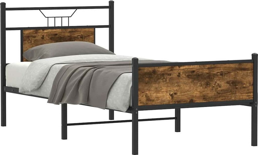 Bettgestell ohne Matratze Räuchereiche 90x200 cm Holzwerkstoff