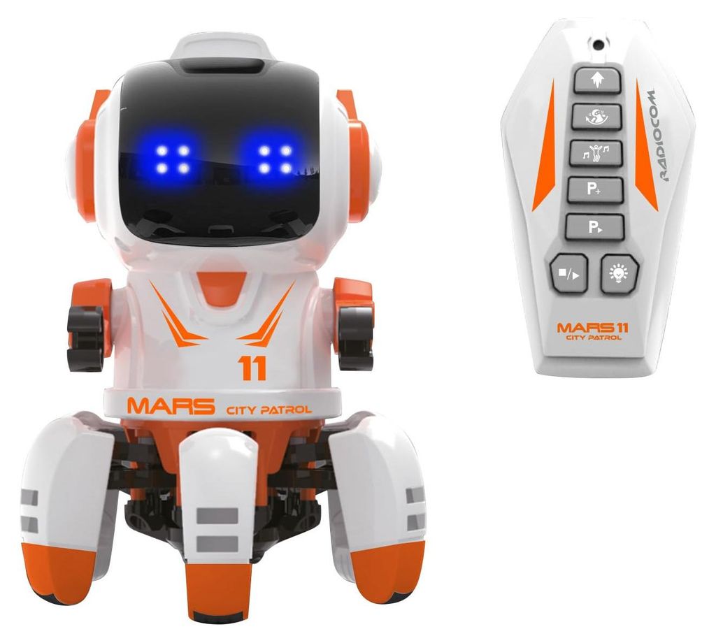 Radiocom Roboter Ferngesteuerter Mars 11 City Patrol, Infrarot, LED-Leuchten, 18 cm, +5 Jahre