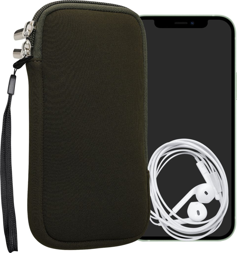 kwmobile Handytasche für Smartphones XXL - 7" - Neopren Handy Hülle Dunkelgrün - Handy Tasche 17,7 x 8,5 cm Innenmaße