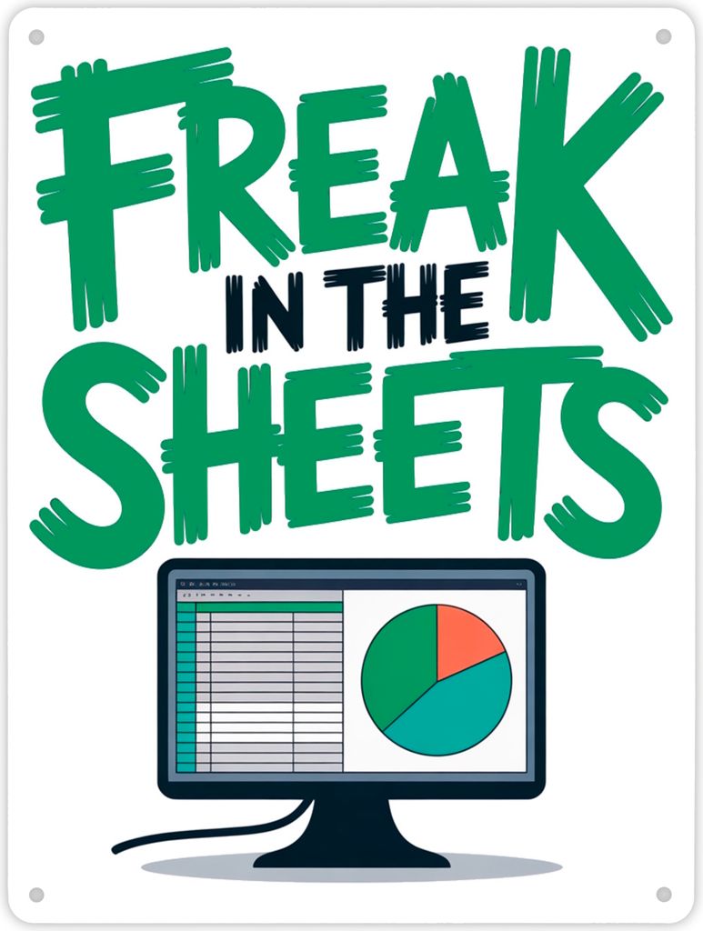 FREAK IN THE SHEETS Metallschild XL in 21x28 cm für IT-Profis Excel