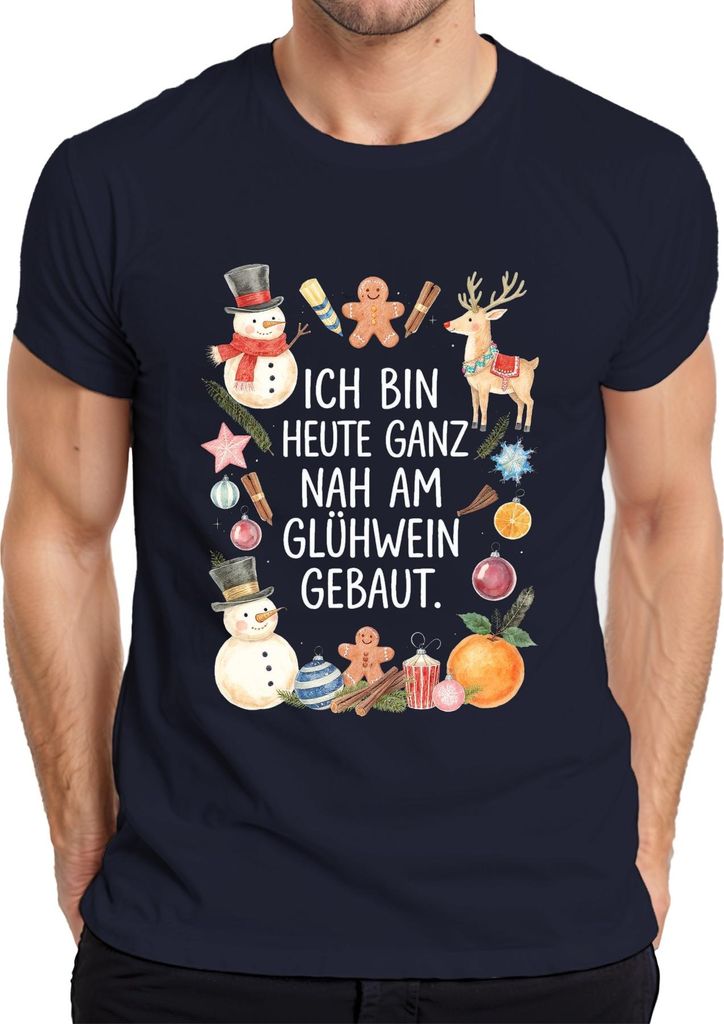 Ich bin heute ganz nah am Glühwein Weihnachten Advent lustig Herren T-Shirt, Navy, S