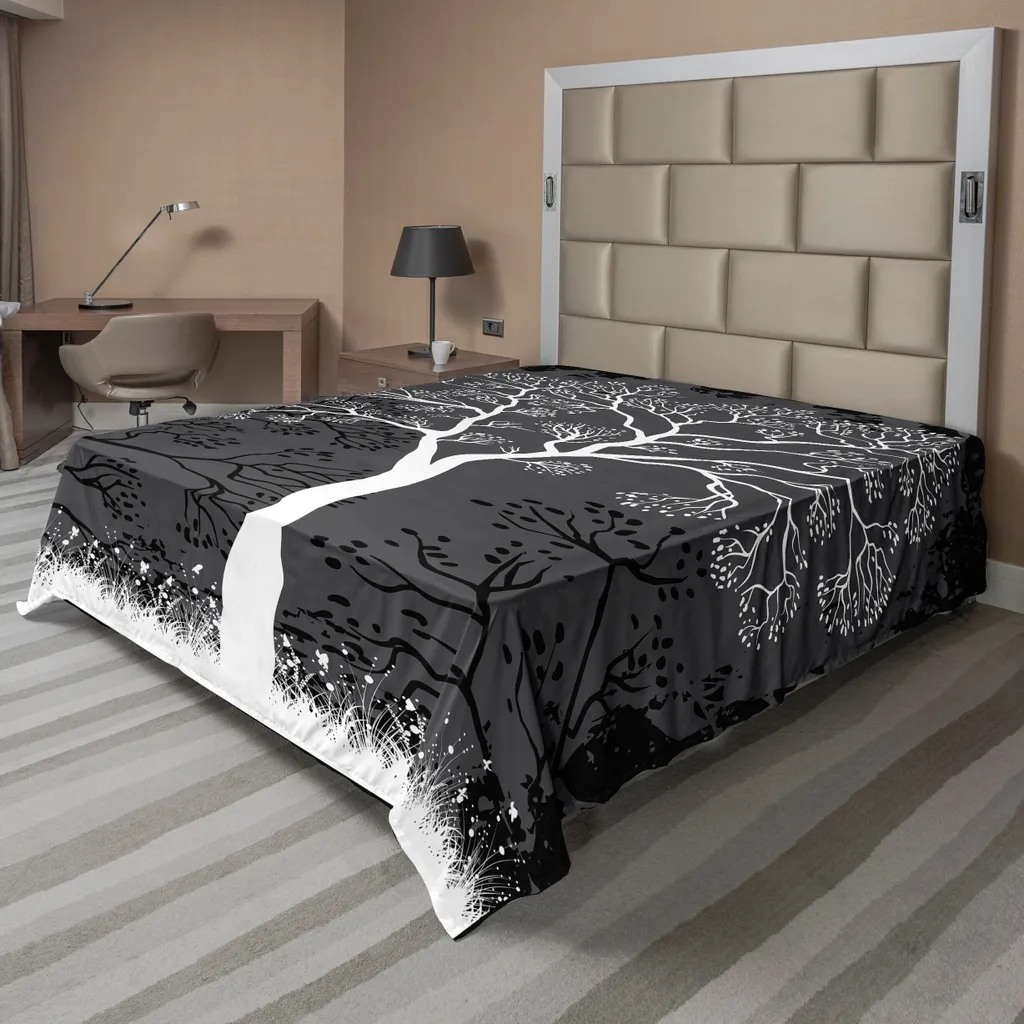 Drap Décoratif Gris pour Chambre Adulte Thème Nature et Repos 266x260cm