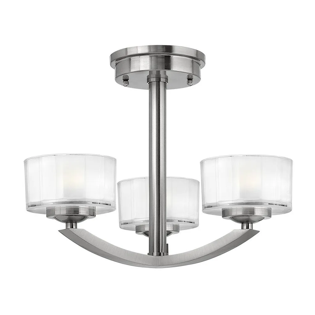 Plafonnier Meridian nickel brossé : luminaire compact pour plafond bas