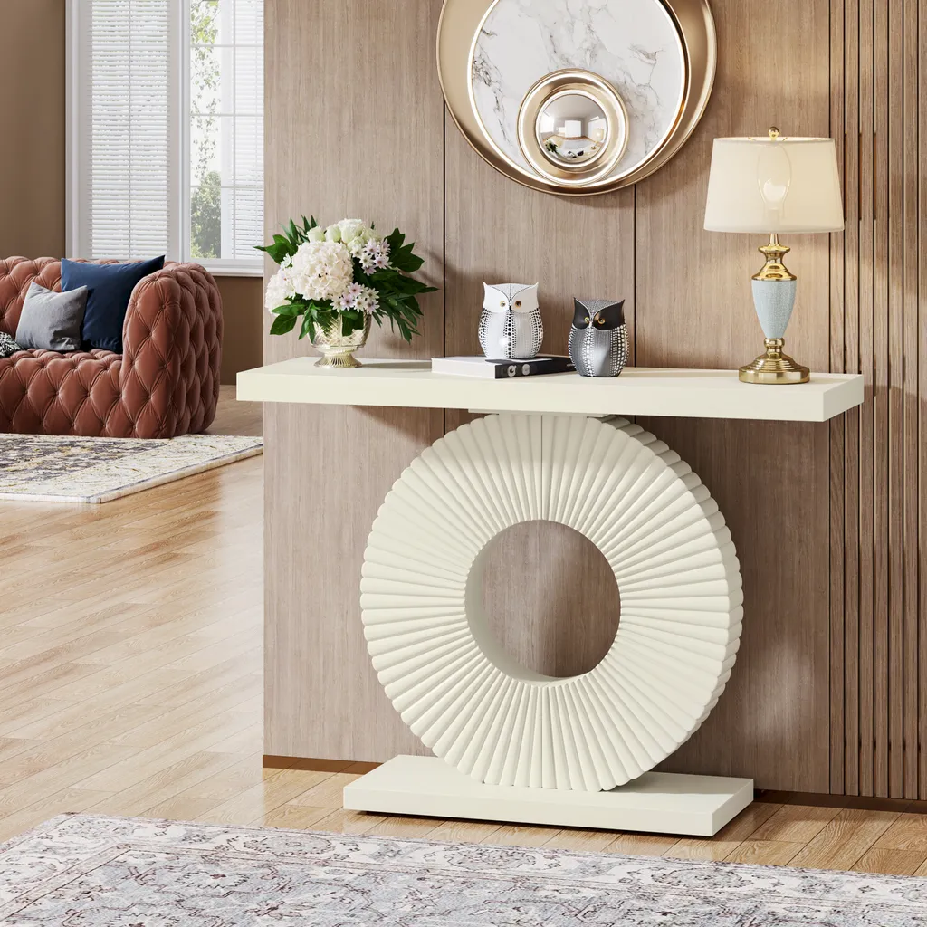 Table console moderne Tribesigns de 100 cm avec piétement géométrique