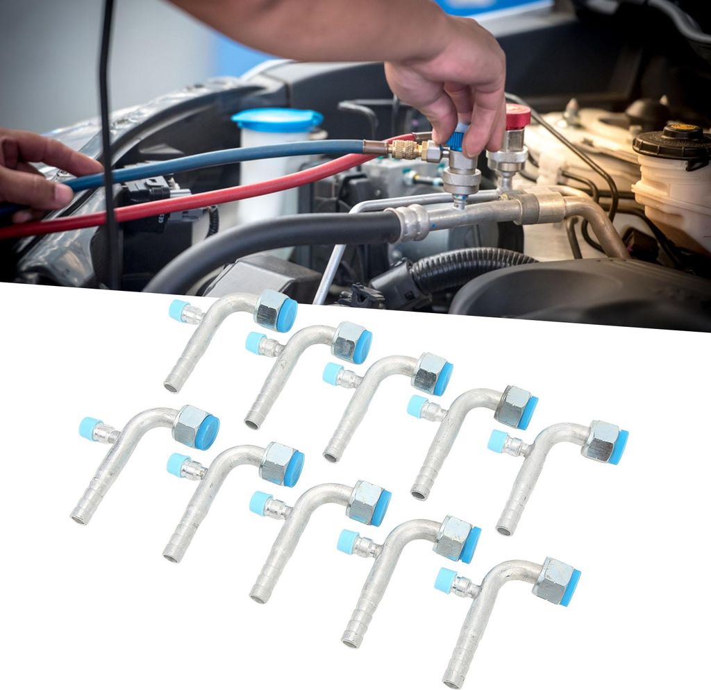 10 Stück Auto-AC-Schlauchverbinder, Universal-Aluminium, passend für Autos, LKWs, technische Fahrzeuge, Klimaanlagen-Modifikation, 13 mm/0,51 Zol...