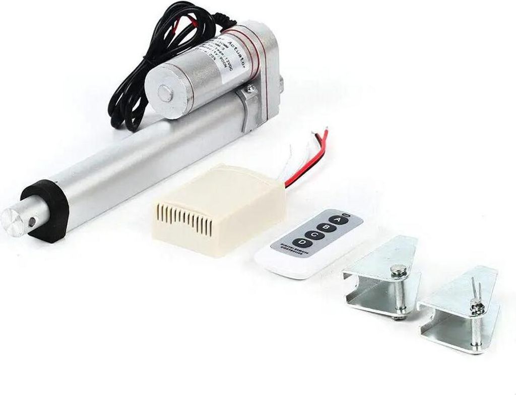 Elektrischer Linearantrieb - 12 V DC - Hub 150 mm - Funkfernbedienung - Automatisches Heben - Für Industrie und Zuhause - Weiß