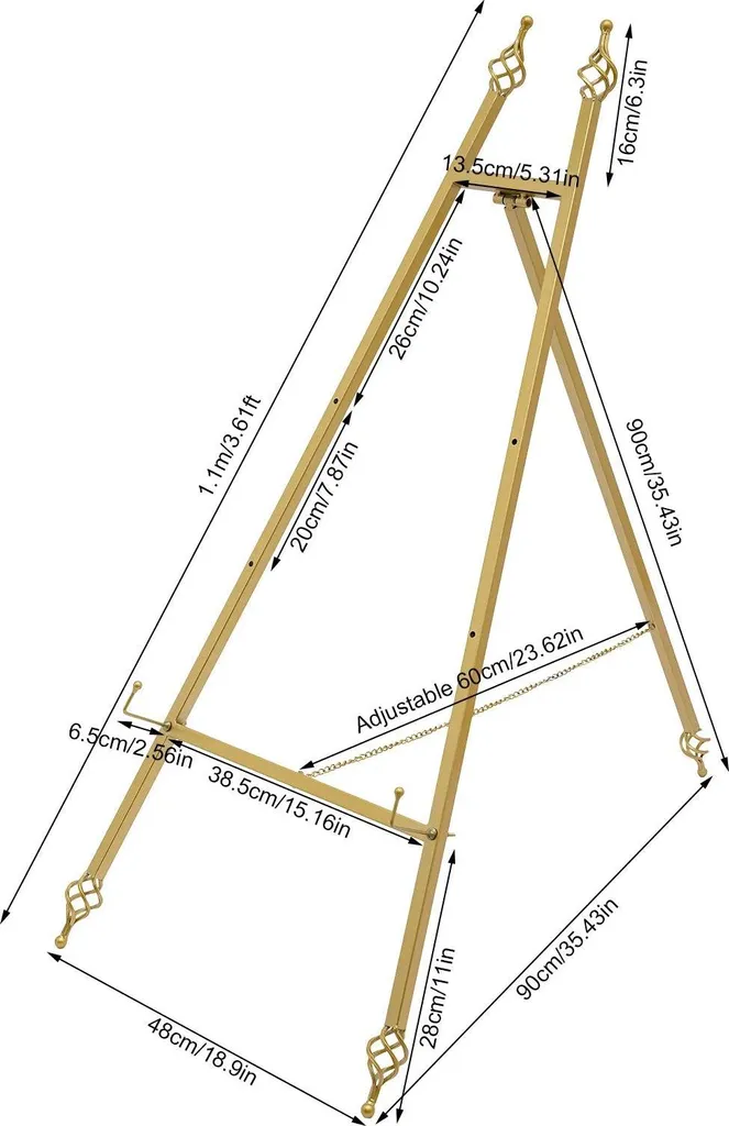 Support Tableau Stable et Robuste - Lot 2 Chevalets Métal Antidérapants Or - 2