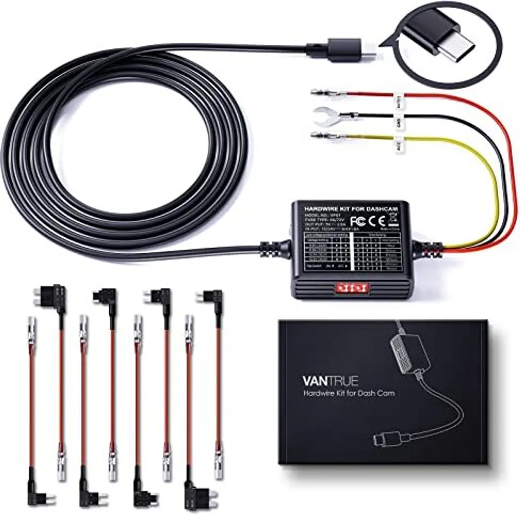 Vantrue Hardwire Kit ACC USB-C 5 Livelli: Modalità Parcheggio Avanzata