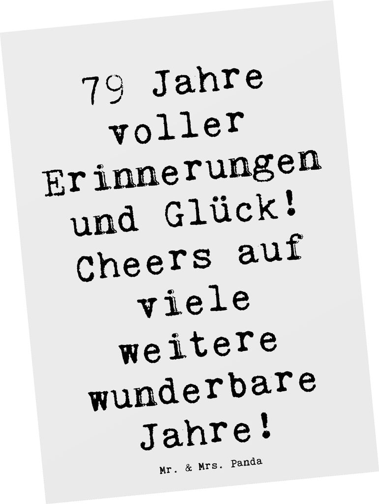 Mr. & Mrs. Panda Postkarte Spruch 79. Geburtstag Erinnerungen - Weiß - Geschenk, Fotokarte, Postkarten, Glückwunsch, Ansichtskarte, Happy Birthda...