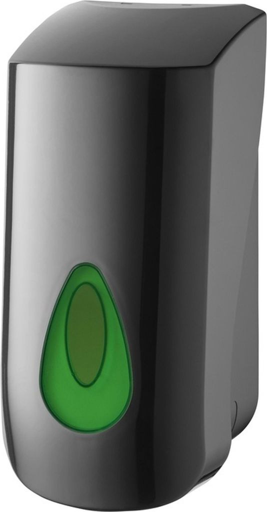 PlastiQline Seifenspender - 900 ml - Kunststoff - schwarz - Farbfenster grün
