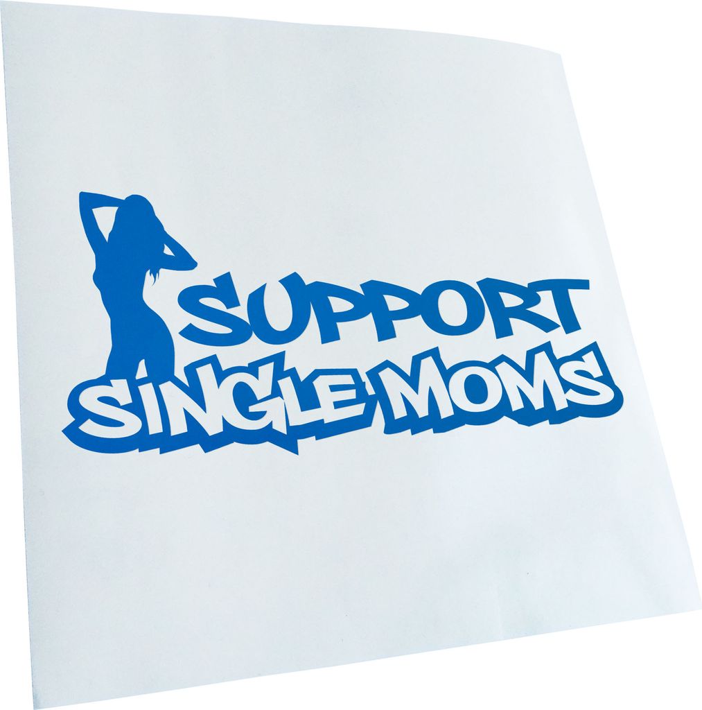 Kiwistar - Autoaufkleber - azurblau - 30 x 13 cm - Support Single Moms - Heckscheibenaufkleber - Aufkleber für Auto Kfz Fahrrad, LKW, Truck Mofa