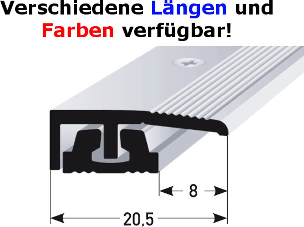 Abschlussprofil / Abschlussleiste für Vinyl / Laminat / Parkett "Harvest", für Höhe 4 - 7 mm, 20,5 mm breit, 2-teilig, Aluminium eloxiert, geboh...