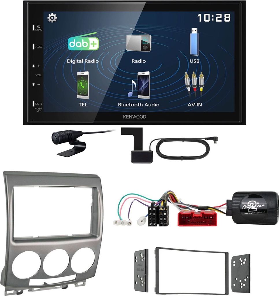 Kenwood DMX129DAB DAB+ Bluetooth USB Einbauset für Mazda 5 CR