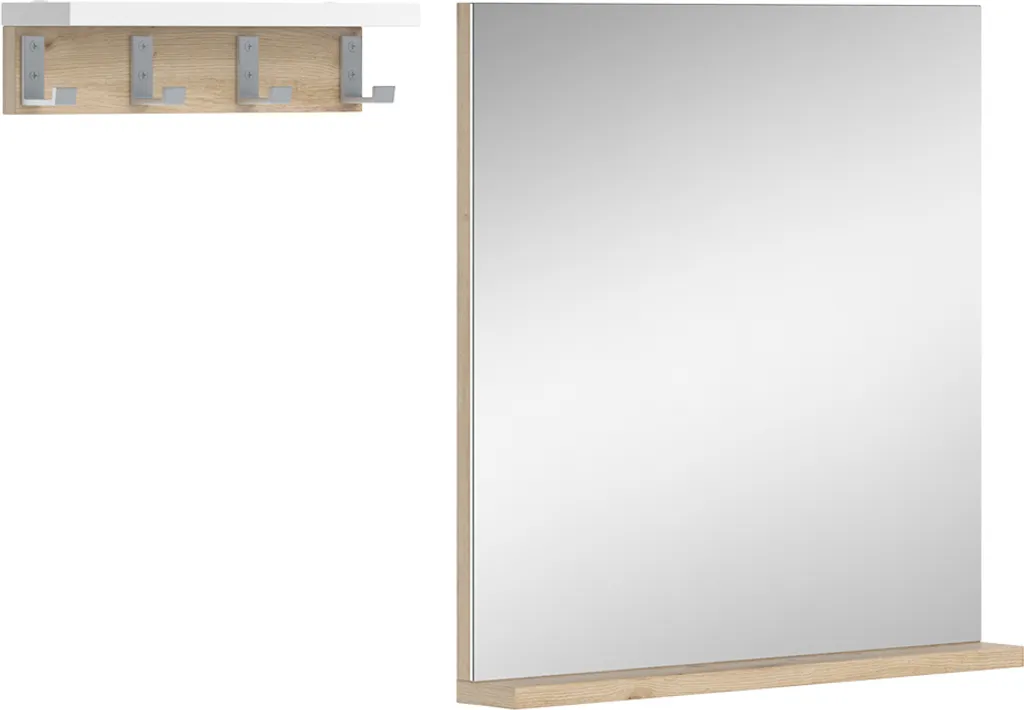 Miroir mural rectangulaire blanc Vicco avec étagère intégrée 50x51 cm