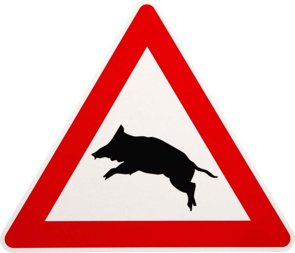 ORIGINAL Verkehrszeichen Nr. 101 m. Sonder-Symbol ACHTUNG WILDSCHWEINE 630 mm SL Verkehrsschild Gefahrenzeichen Vorsicht Warnung Wildschwein Wildwe...