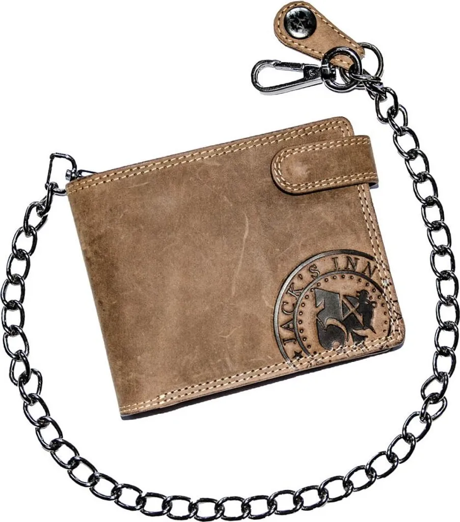 Porte-monnaie Vesper en cuir naturel avec chaîne acier Jack's Inn 54