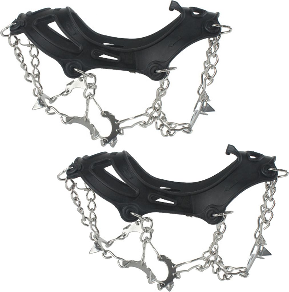 1 Paar Steigeisen mit 8/10 Edelstahlzähnen, Ketten- und rutschfesten Spikes für Schuhe, Schnee und Eis, geeignet für Outdoor-Wanderungen, Klette...