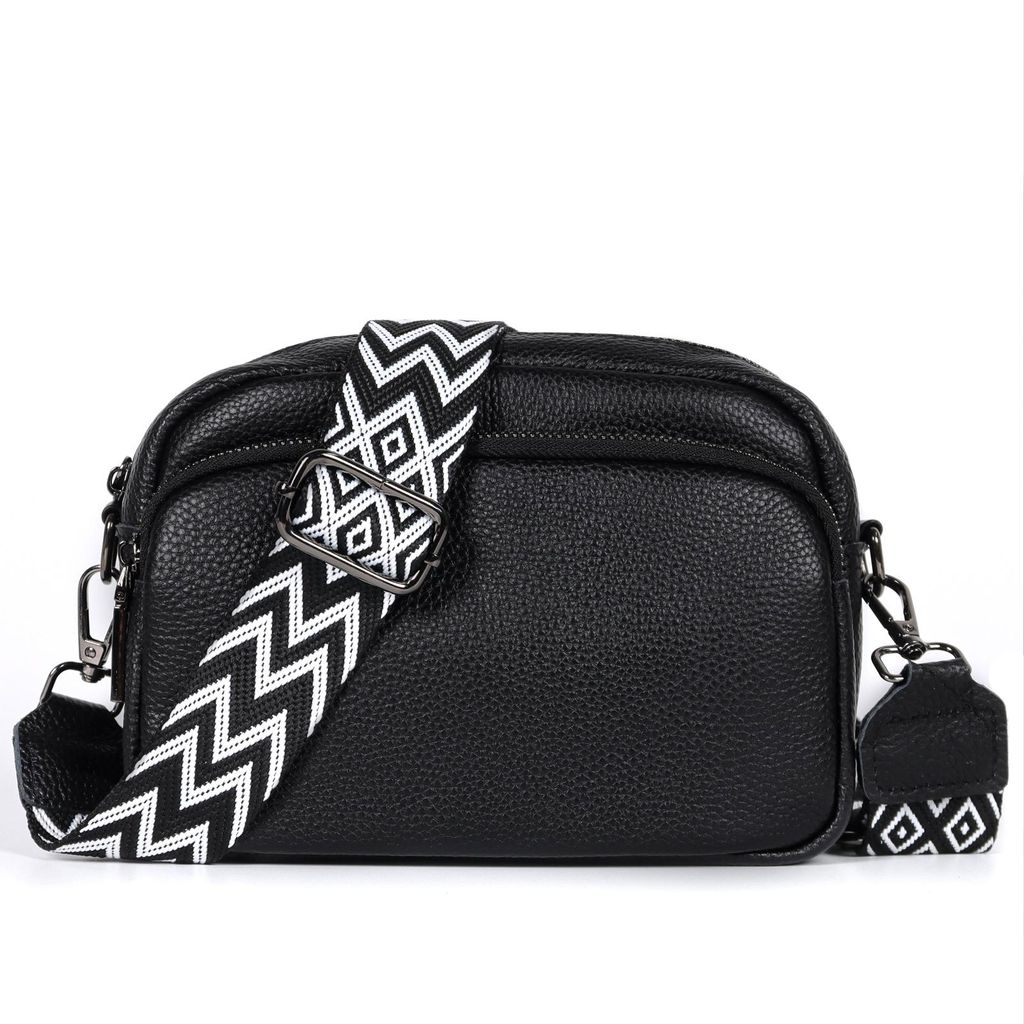 Umhängetasche Damen Handy Umhängetasche Kunstleder Crossbody Bag Damen, mit 3 fächern Handtasche mit Verstellbar Abnehmbar Schultergurt (Schwarz)