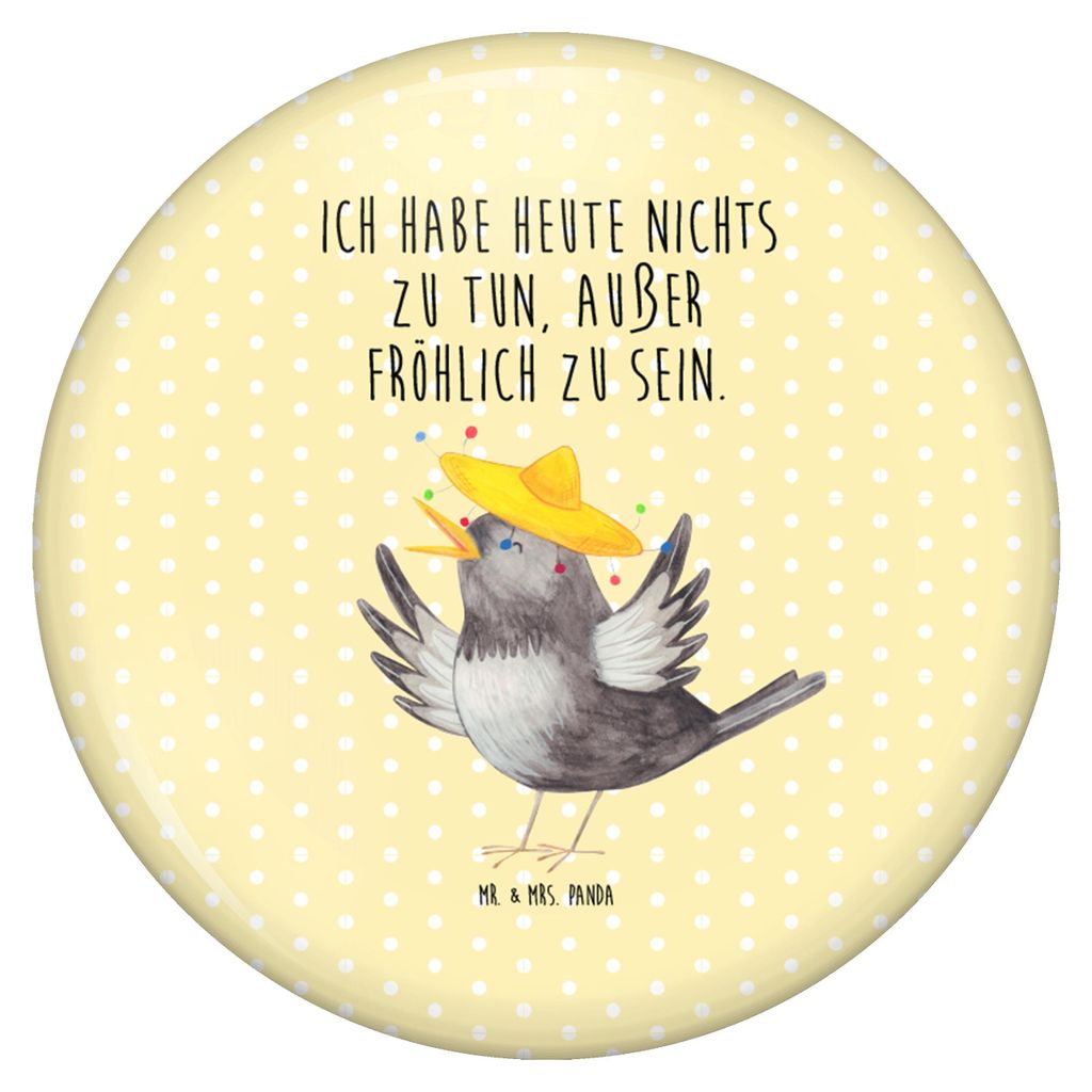 Mr. & Mrs. Panda Pin Rabe Sombrero - Gelb Pastell - Geschenk, Vogel, glücklich sein, Elster, Anstecker, Badge, Motivation, Vögel, Lustige Sprüch...