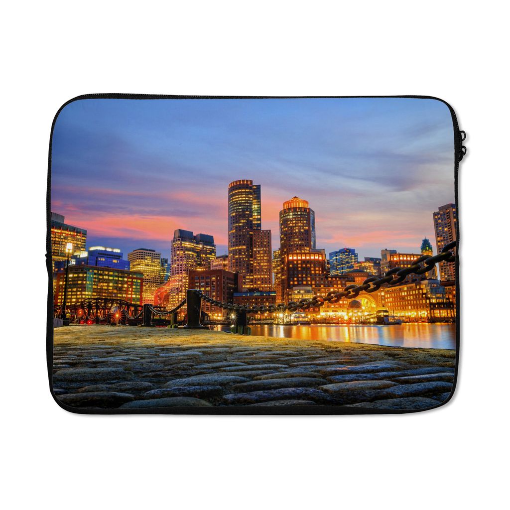 MuchoWow Laptop Hülle 17 Zoll Laptoptasche Licht - Wasser - Architektur - Zipper - Schutzabdeckung