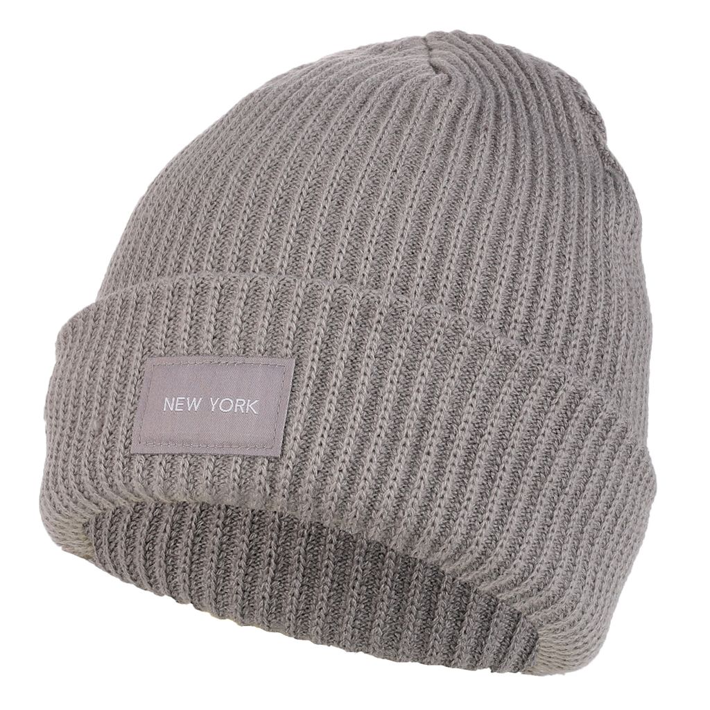 Damen Winter Beanie Mütze Klassisch mit Patch Modisch Warm Gestreift MORAJ