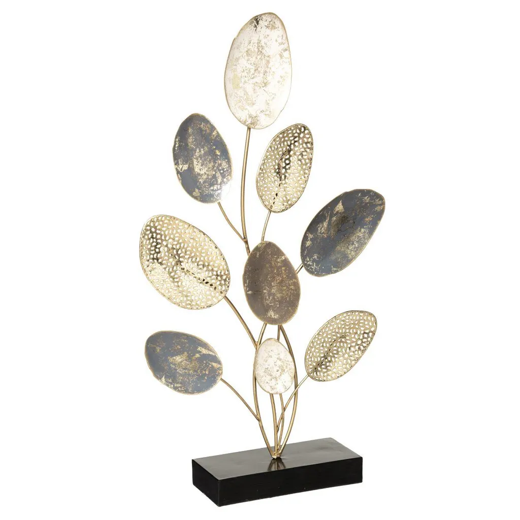 Oggetto Decorativo Foglie 53cm Metallo Oro Argento Atmosphera