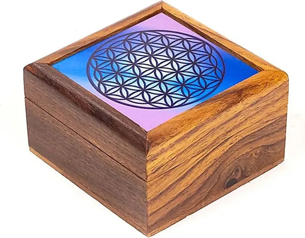 Petit Coffret à Bijoux Gravé Fleur de Vie - Lot de 2 Rangement Zen