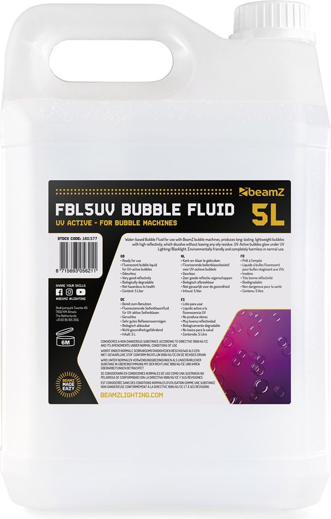beamZ FBL5UV Seifenblasenflüssigkeit 5L UV-aktiv