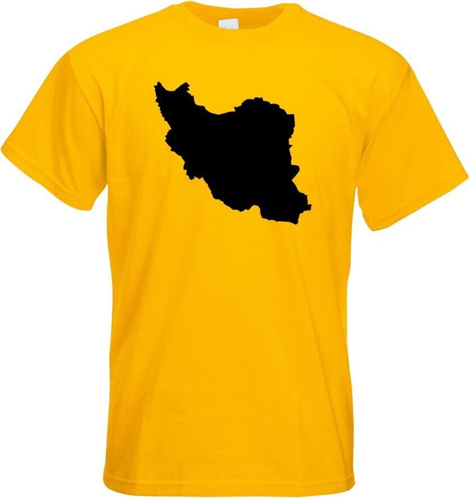 Kiwistar - T-Shirt - gelb - Iran Umriss Kontur Herren Funshirt Bedruckt Design Sprüche Spruch Motive - mit Motiv Bedruckt - Funshirt Design - Spor...